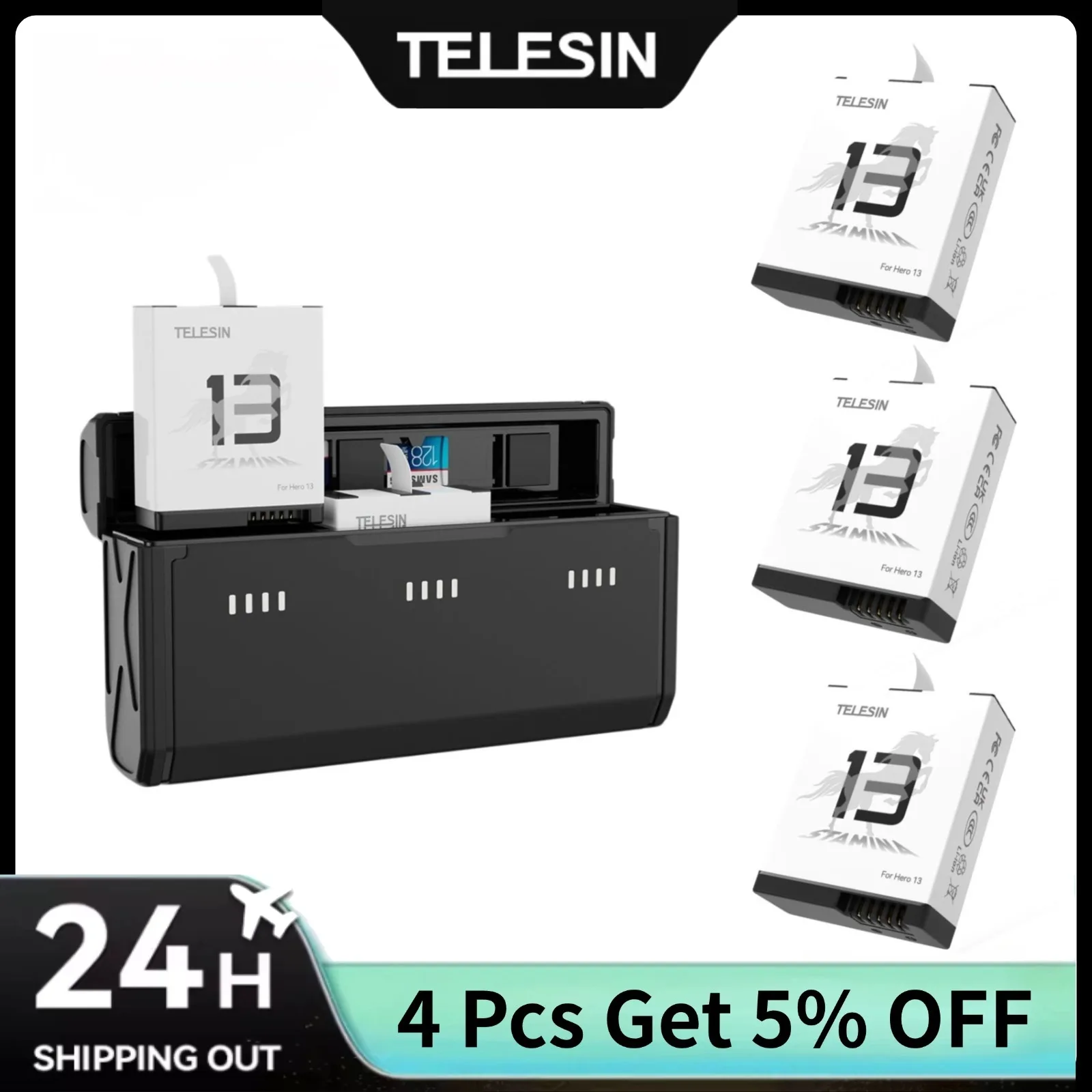 Gopro Action Camera Hero 11 Black - TELESIN ポータブル急速充電ボックスと耐久バッテリーセット Gopro Hero 13 ブラック用