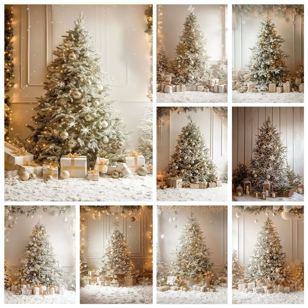 Photography Lighting White Background - Mehofondクリスマスツリーライト写真の背景、家族、子供の肖像画、白い雪、フロアボール、ギフトの装飾、背景