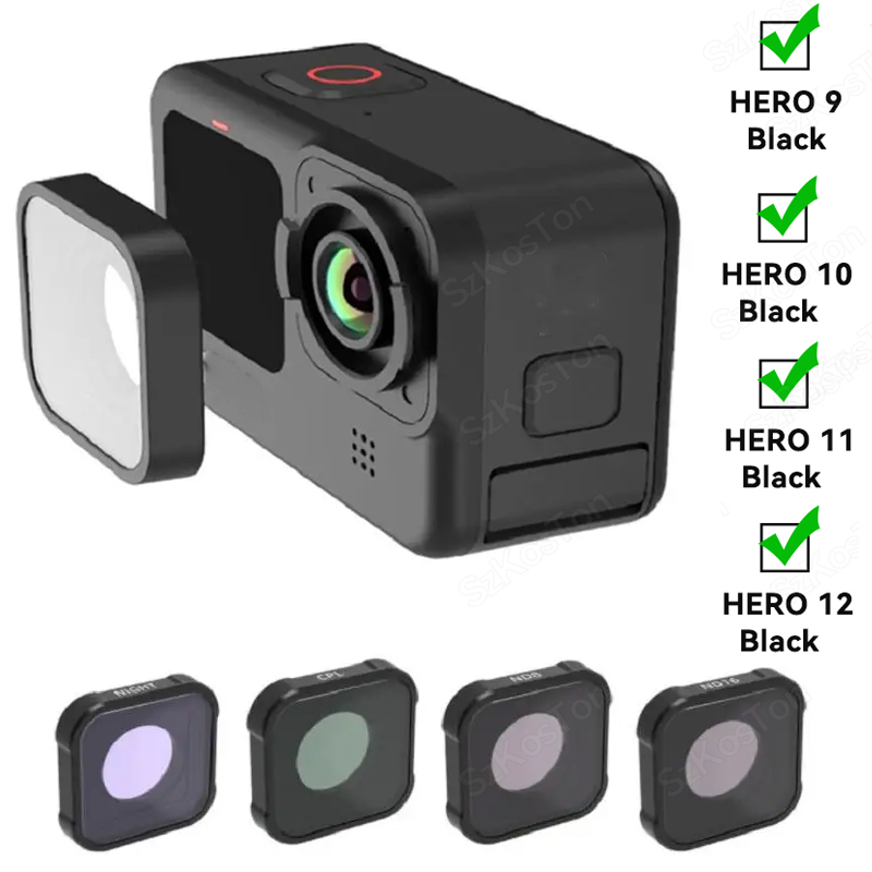 Gopro Action Camera Hero 11 Black - GoPro Hero,cpl uv,uv,nd8,nd16,nd32,ND, Black,レンズアクセサリー用のフィルターキット,go pro 9,