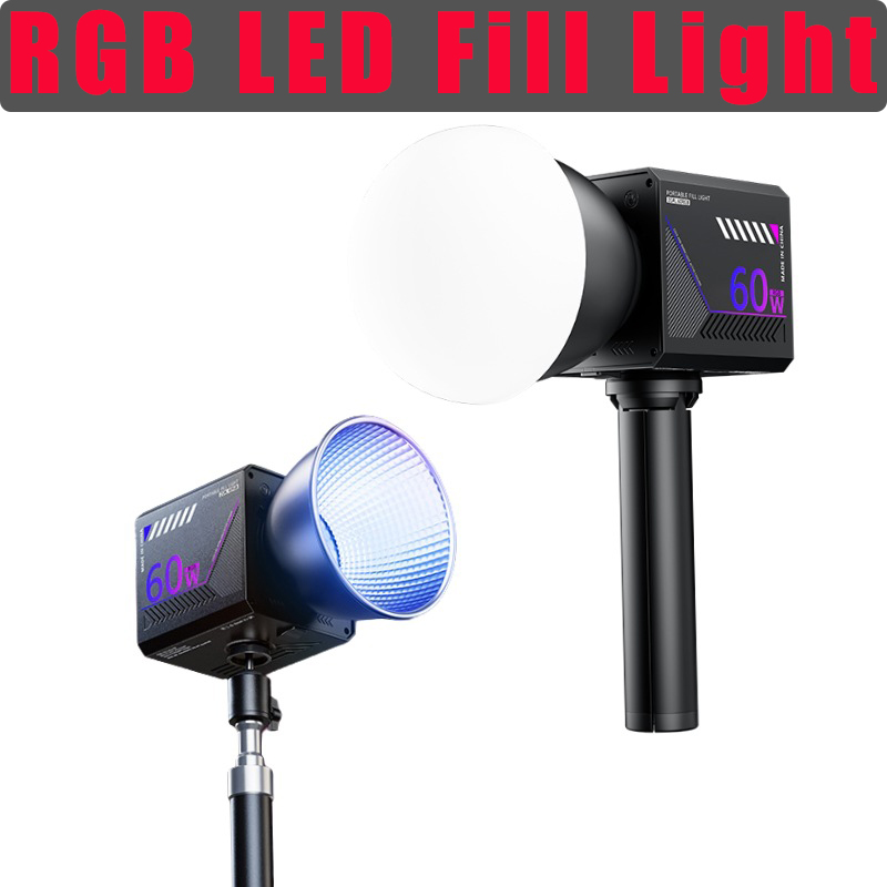 Photography Natural Lighting - 60W RGBビデオライト ポータブルLED撮影スタジオライト 10000mAh充電式 Vlogストリーミング ライブ写真撮影用フィルライト