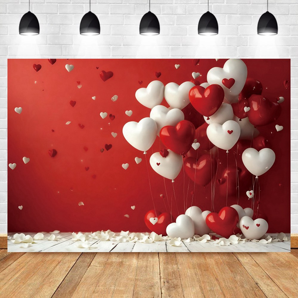 2月14日 バレンタインデーの背景 赤白の愛のハートバルーン - Photography Lighting White Background のレビューと価格