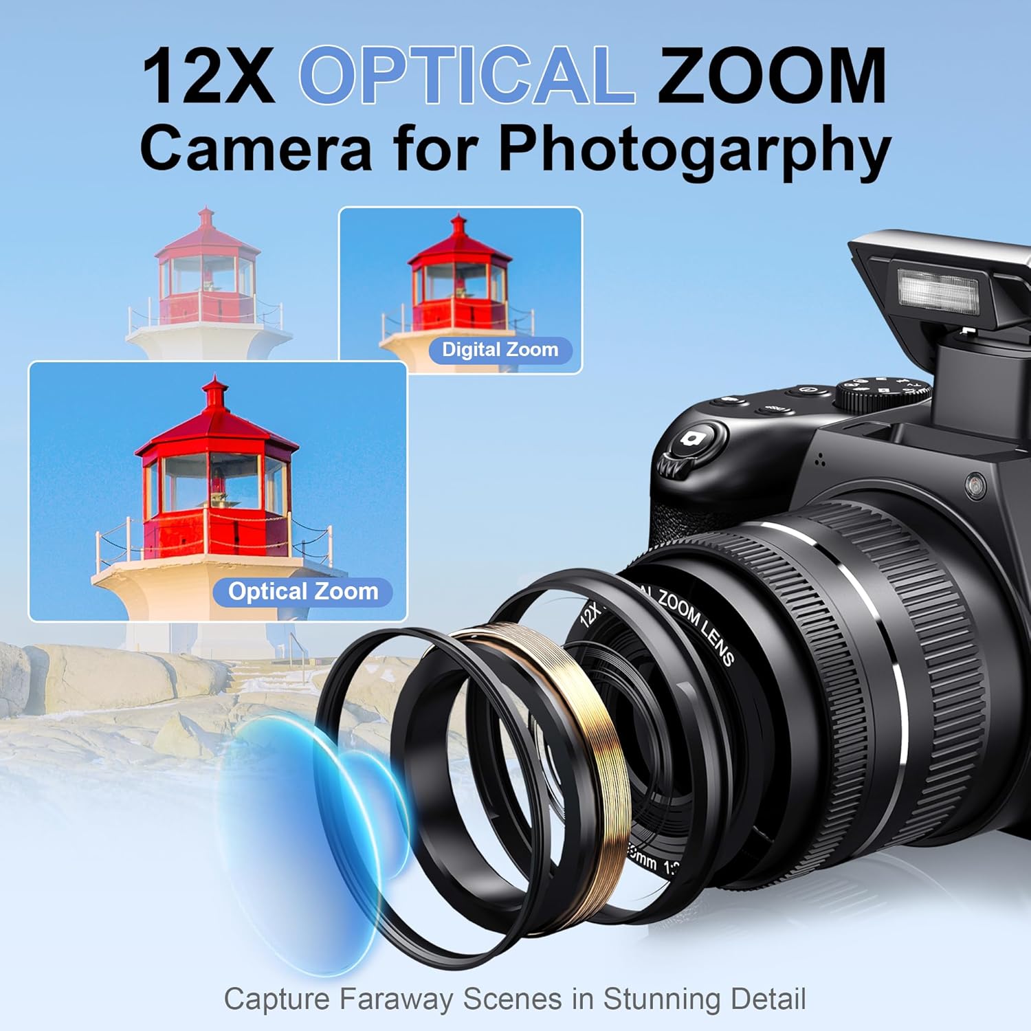 4K HDデジタルカメラ 写真撮影用 12倍光学ズーム Yo - Photography Natural Lighting のレビューと価格