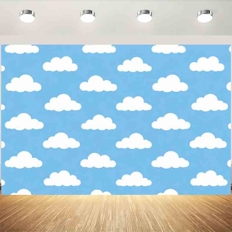 漫画風のシンプルな青空と白い雲の写真背景、新生児や子供の誕生 - Photography Lighting White Background のレビューと価格