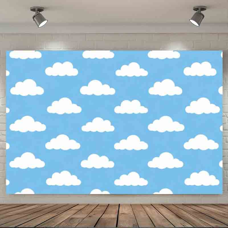 漫画風のシンプルな青空と白い雲の写真背景、新生児や子供の誕生 - Photography Lighting White Background のレビューと価格