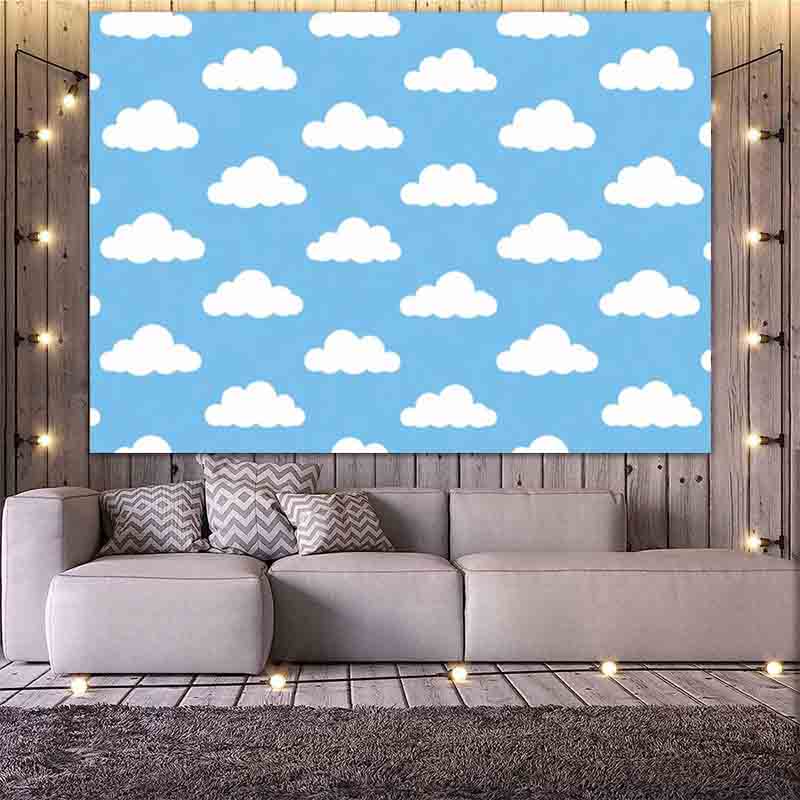 漫画風のシンプルな青空と白い雲の写真背景、新生児や子供の誕生 - Photography Lighting White Background のレビューと価格