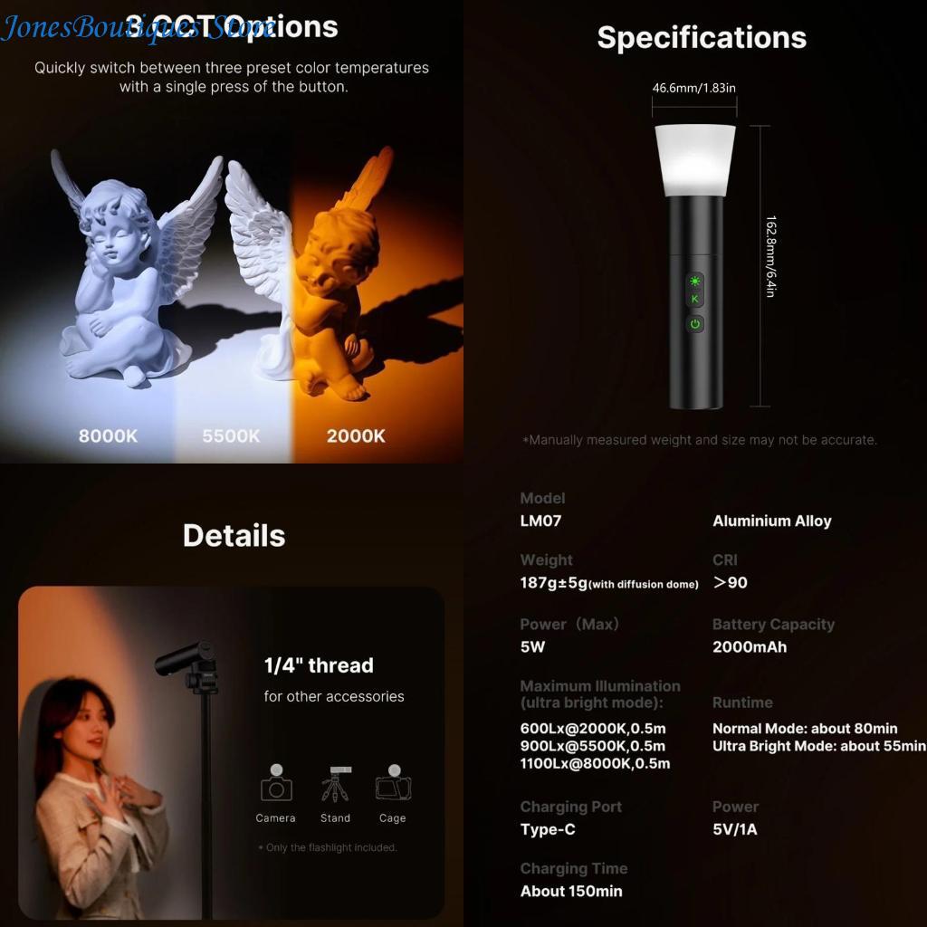 LM07ビデオグラフィー懐中電灯調整可能な色温度写真ライトW - Photography Using Lighting のレビューと価格