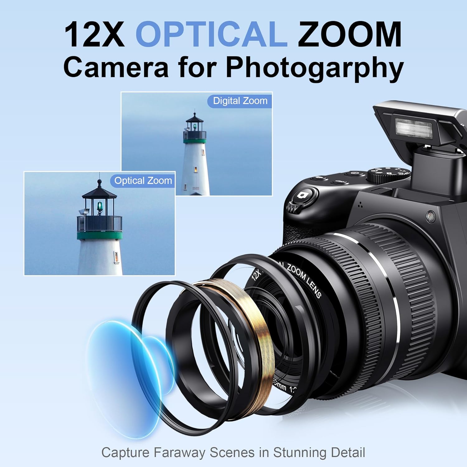 72MPデジタルカメラ 写真撮影用 4K 12倍光学ズームカ - Photography Natural Lighting のレビューと価格