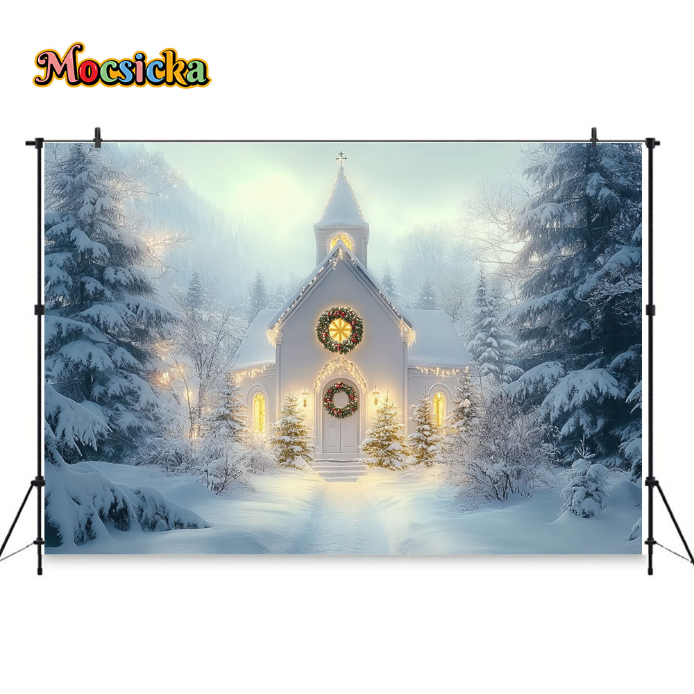 Mocsicka-白いクリスマスの教会の背景、屋外の写真スタ - Photography Lighting White Background のレビューと価格