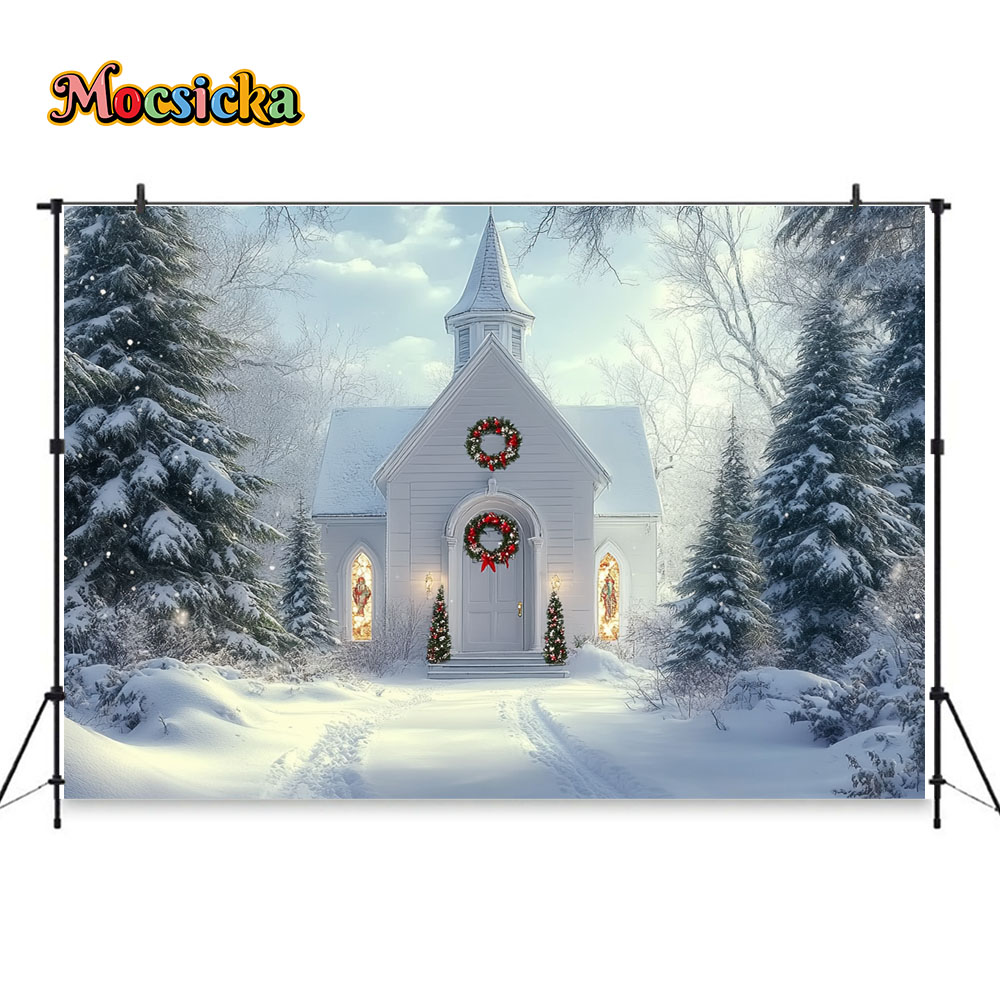 Mocsicka-白いクリスマスの教会の背景、屋外の写真スタ - Photography Lighting White Background のレビューと価格