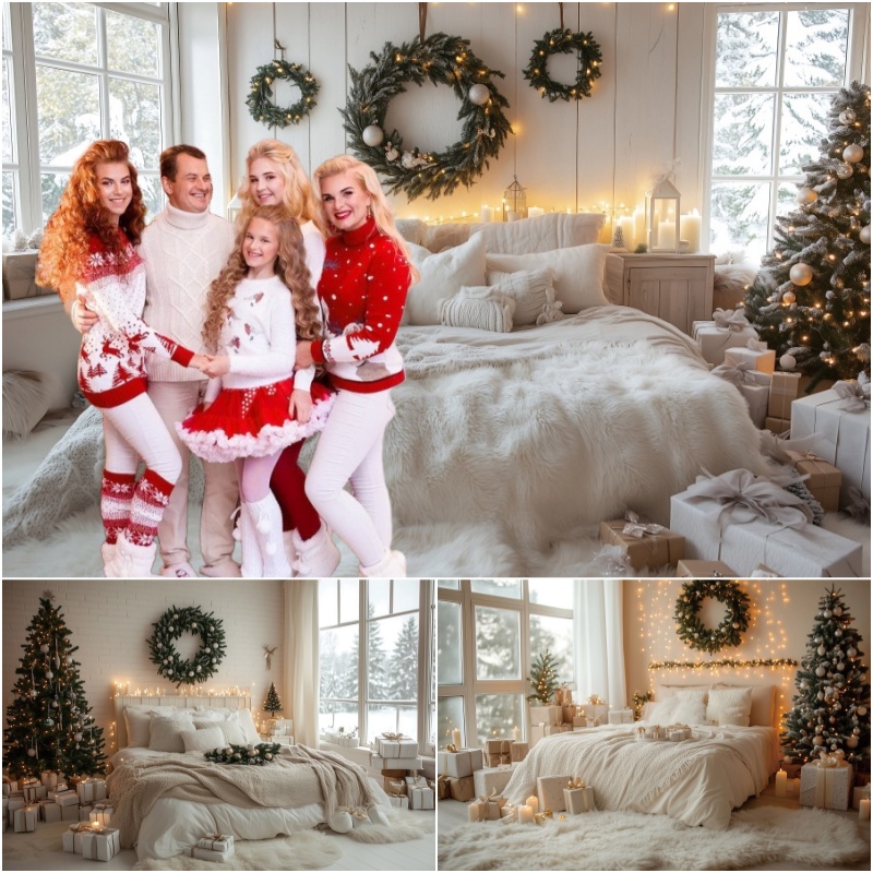冬のクリスマス写真撮影背景家族パーティー装飾クリスマスツリー - Photography Lighting White Background のレビューと価格
